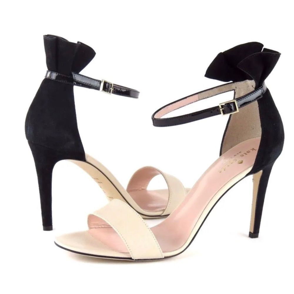 Kate Spade New York Iris Sandal Nude Black Suede Ankle Strap Stiletto Heel 6.5